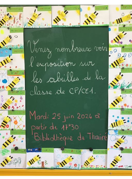 Exposition sur les abeilles réalisée par la classe de CP-CE1 de Thairé